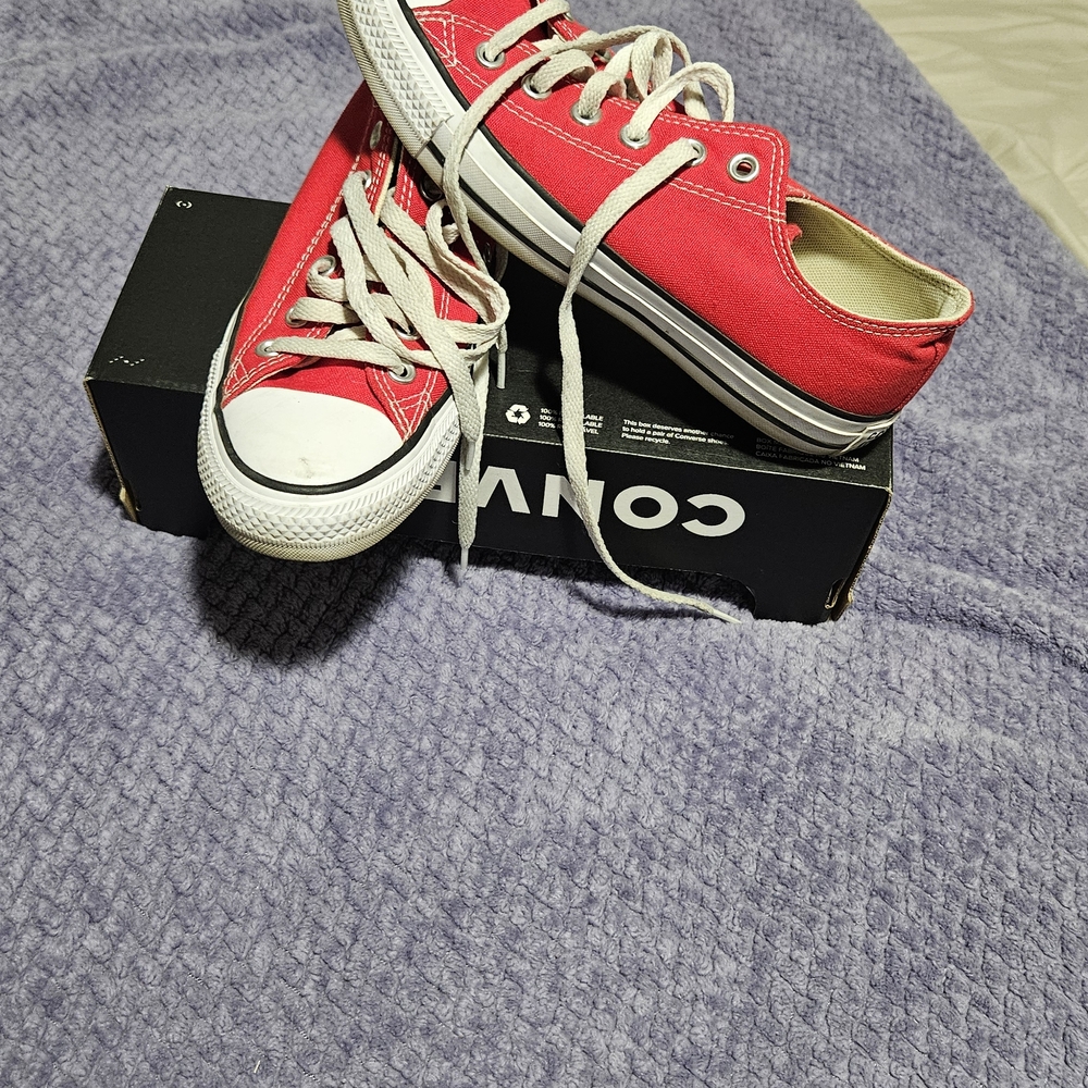 Converse Red and White Canvas Shoes